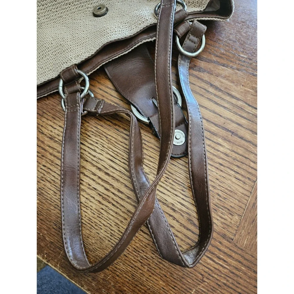 Hobo‎ Style Vintage Tan Purse With Color Stripes Snap Closure Shoulder Bag